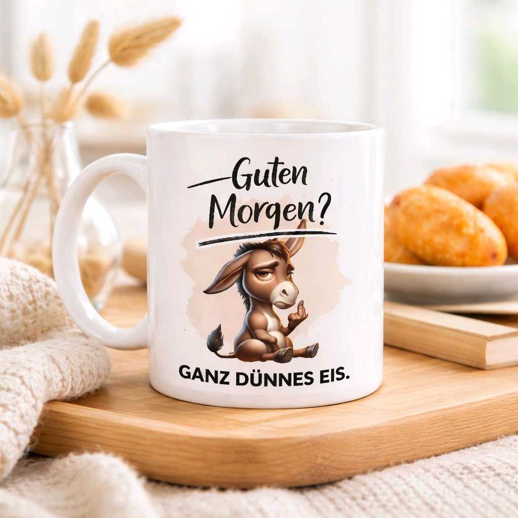 Tasse - „Esel-ganz dünnes Eis.“